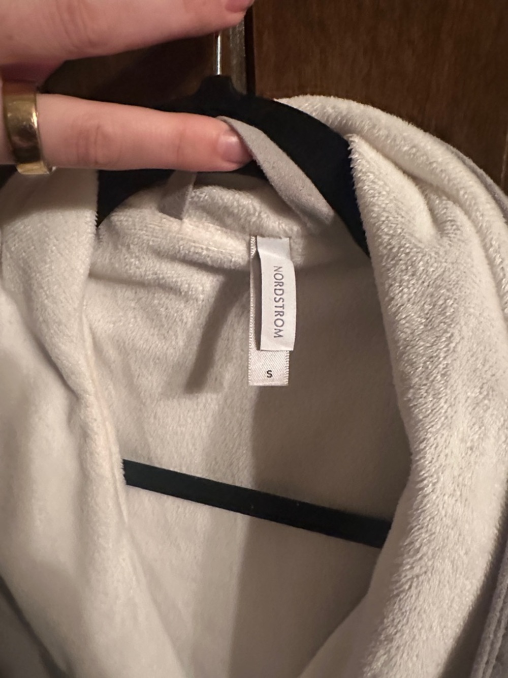 Nordstrom Light Gray Robe with Cream Trim Shawl Collar - Picture 2 of 8